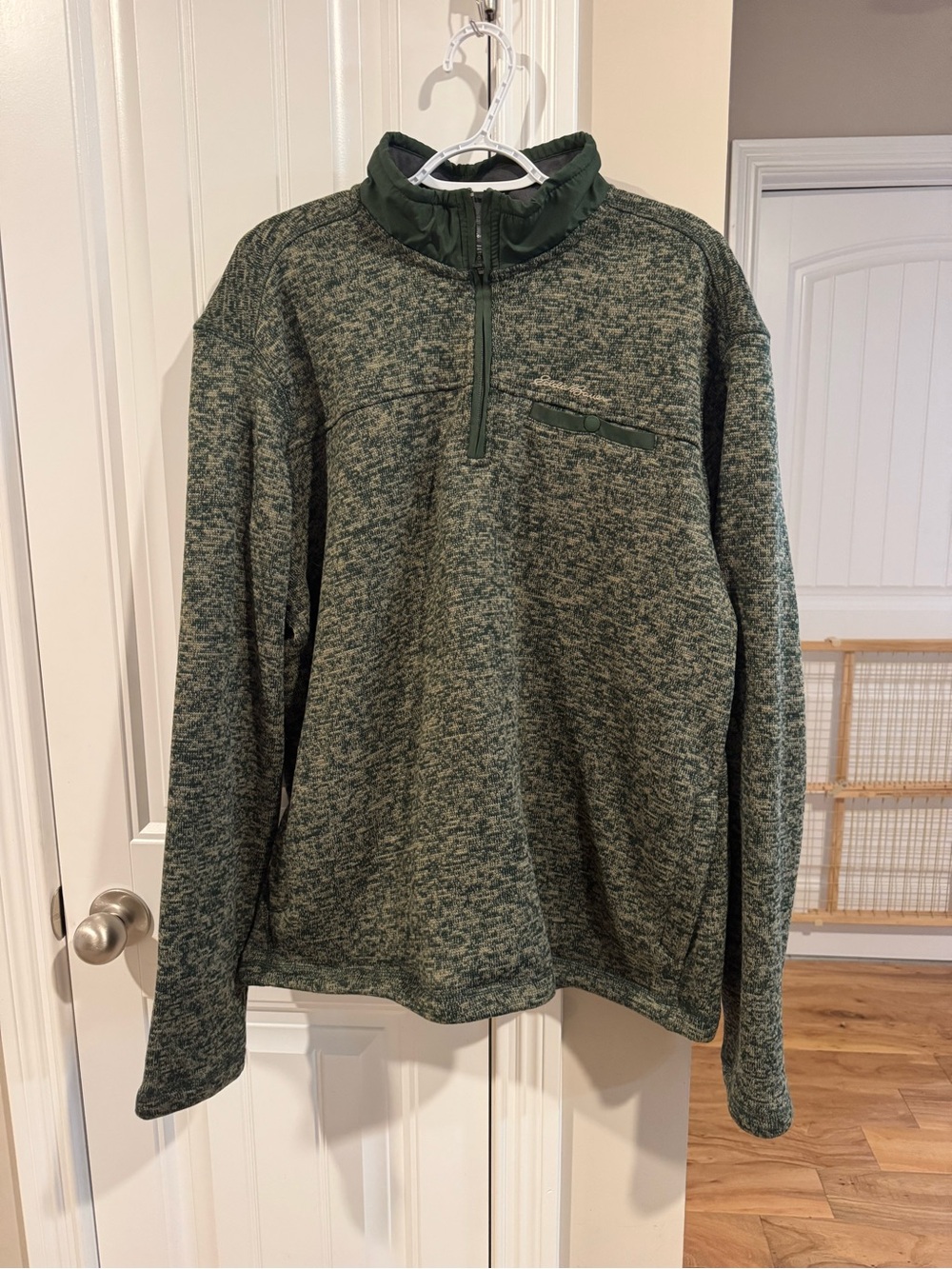 Eddie Bauer Green Heather Quarter-Zip Pullover